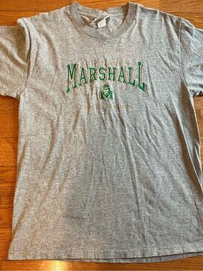 Marshall Gray T-Shirt with embroidered Green Logo - Men's Short Sleeve